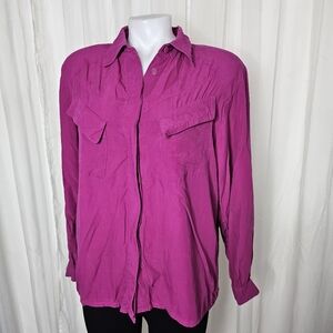 Vintage Gary Fabrikant Berry Pink Button-Up Shirt Feminine Bold Indie 10
